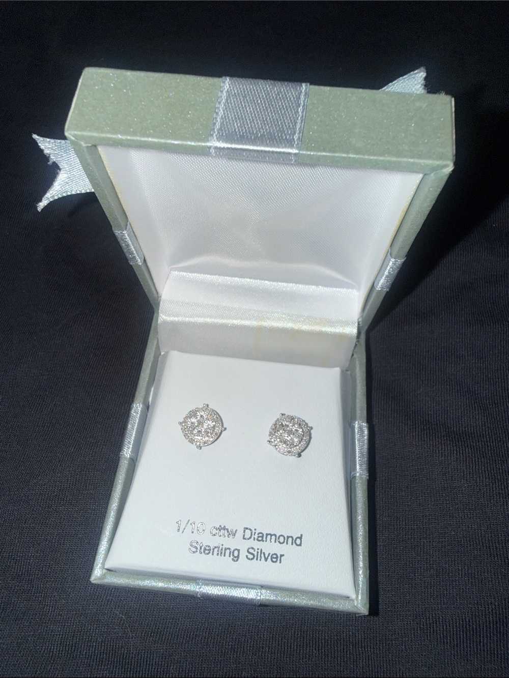 Macy's Sterling Silver Diamond Halo Stud Earrings - White